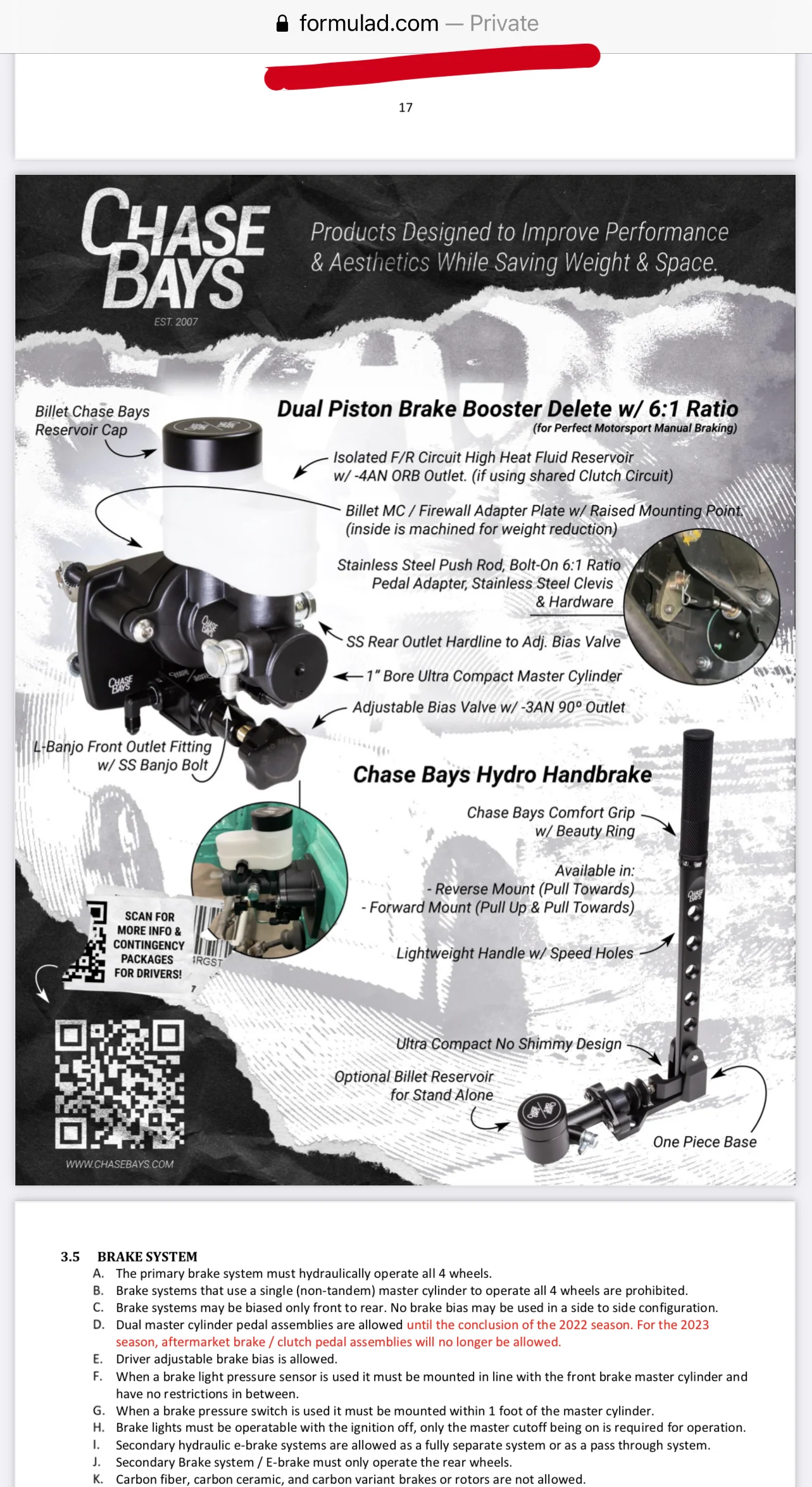 Chase Bays Dual Piston Brake Booster Delete with Bolt-On 6:1 Pedal Ratio - Image 14