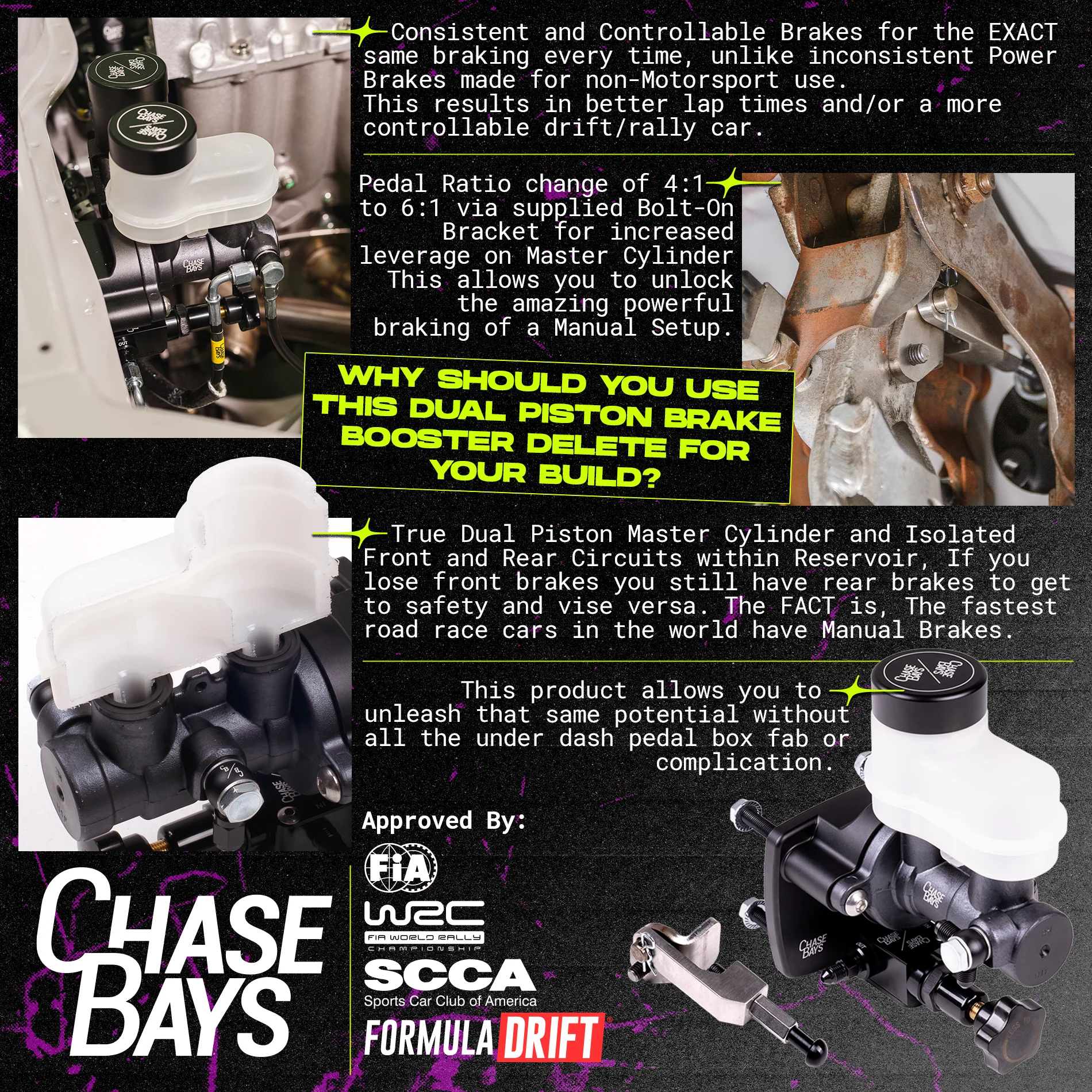 Chase Bays Dual Piston Brake Booster Delete with Bolt-On 6:1 Pedal Ratio - Image 6